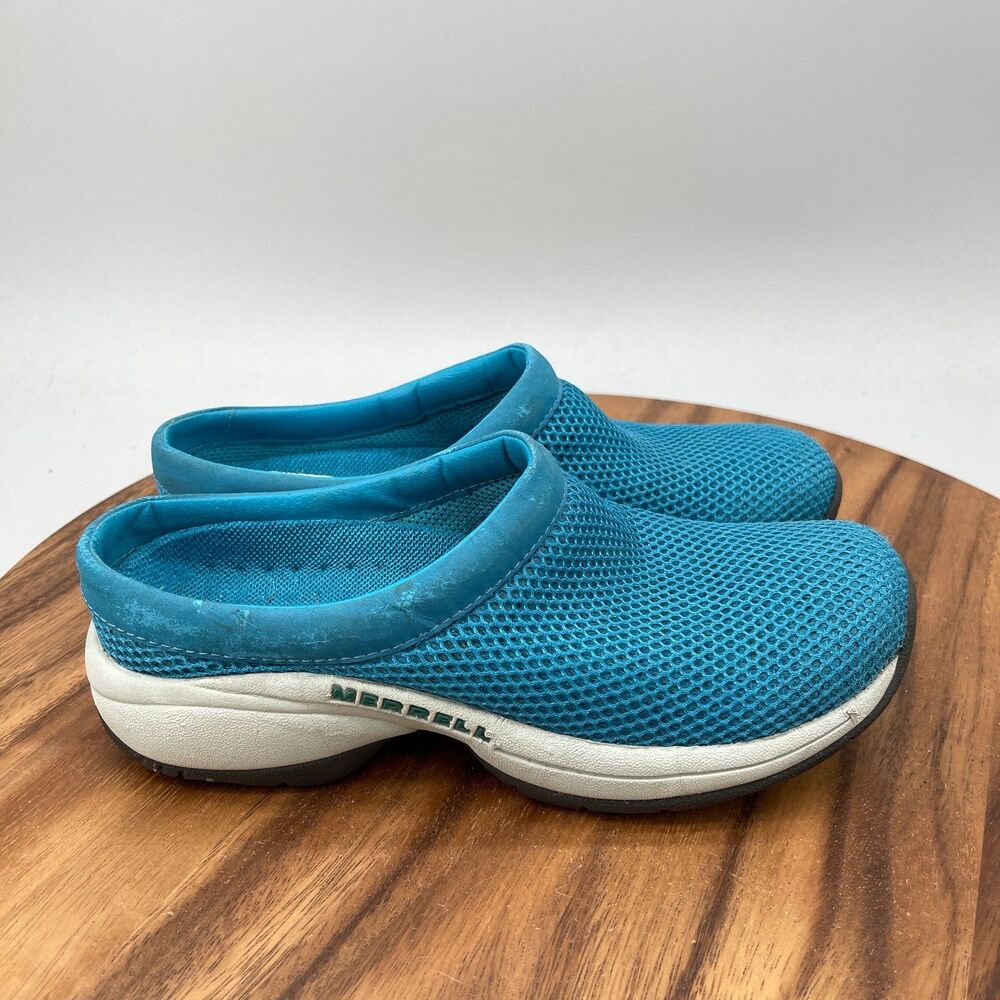Merrell Primo Breeze II Mules Womens Size 7.5 Blue Casual Slip On Clogs Walking